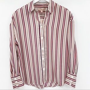 Philosophy Red & Blue Striped Button Front Shirt